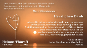 Traueranzeige von Helmut Thüroff von Frankenpost