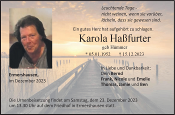 Traueranzeige von Karola Haßfurter von Neue Presse Coburg