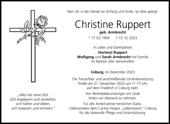 Traueranzeige von Christine Ruppert von Neue Presse Coburg
