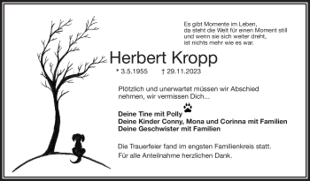 Traueranzeige von Herbert Kropp von Frankenpost
