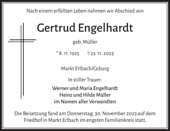 Traueranzeige von Gertrud Engelhardt von Neue Presse Coburg