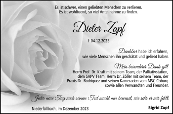 Traueranzeige von Dieter Zapf von Neue Presse Coburg