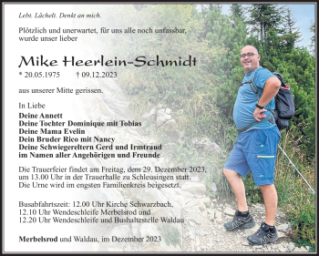 Traueranzeige von Mike Heerlein-Schmidt von Südthüringer Presse