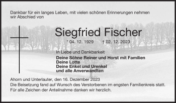 Traueranzeige von Siegfried Fischer von Neue Presse Coburg