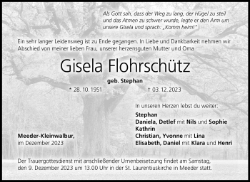 Traueranzeige von Gisela Flohrschütz von Neue Presse Coburg