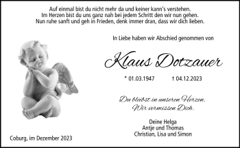 Traueranzeige von Klaus Dotzauer von Neue Presse Coburg