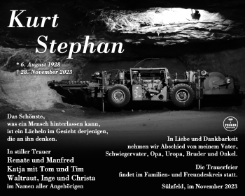 Traueranzeige von Kurt Stephan von Südthüringer Presse