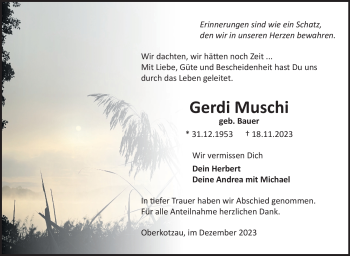 Traueranzeige von Gerdi Muschi von Frankenpost