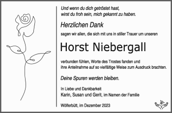 Traueranzeige von Horst Niebergall von Südthüringer Presse