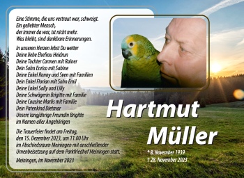 Traueranzeige von Hartmut Müller von Südthüringer Presse