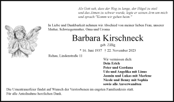 Traueranzeige von Barbara Kirschneck von Frankenpost