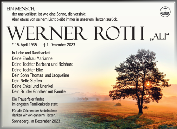 Traueranzeige von Werner Roth von Südthüringer Presse