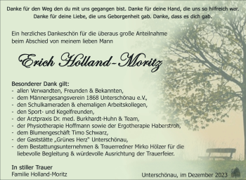 Traueranzeige von Erich Holland-Moritz von Südthüringer Presse
