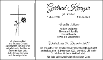 Traueranzeige von Gertrud Kreuzer von Neue Presse Coburg