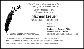 Traueranzeige von Michael Breuer von Neue Presse Coburg