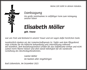 Traueranzeige von Elisabeth Möller von Südthüringer Presse