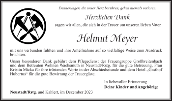 Traueranzeige von Helmut Meyer von Südthüringer Presse