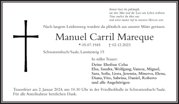 Traueranzeige von Manuel Carril Mareque von Frankenpost