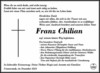 Traueranzeige von Franz Chilian von Südthüringer Presse
