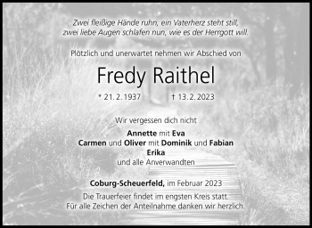 Traueranzeige von Fredy Raithel von Neue Presse Coburg