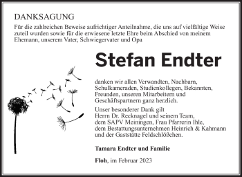 Traueranzeige von Stefan Endeter von Südthüringer Presse