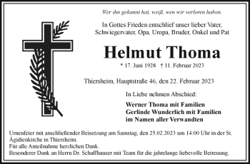 Traueranzeige von Helmut Thoma von Frankenpost