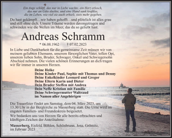 Traueranzeige von Andreas Schramm von Südthüringer Presse