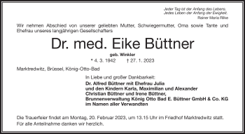 Traueranzeige von Eike Büttner von Frankenpost