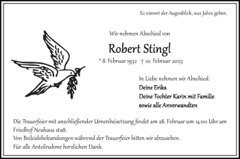 Traueranzeige von Robert Stingl von Frankenpost