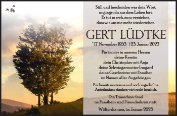 Traueranzeige von Gert Lüdtke von Südthüringer Presse
