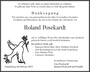 Traueranzeige von Roland Posekardt von Südthüringer Presse
