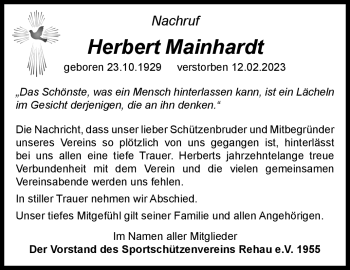 Traueranzeige von Herbert Mainhardt von Frankenpost