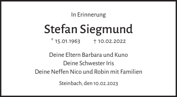 Traueranzeige von Stefan Siegmund von Südthüringer Presse