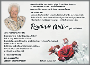 Traueranzeige von Reinhilde Müller von Südthüringer Presse