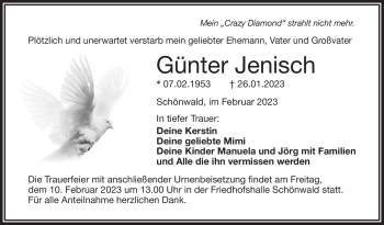 Traueranzeige von Günter Jenisch von Frankenpost