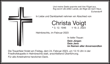 Traueranzeige von Christa Voigt von Frankenpost