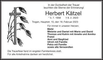 Traueranzeige von Herbert Kätzel von Frankenpost