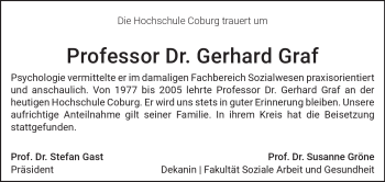 Traueranzeige von Gerhard Graf von Neue Presse Coburg