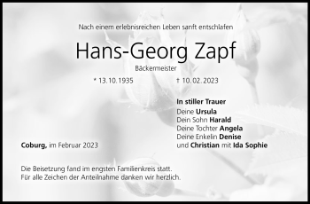Traueranzeige von Hans-Georg Zapf von Neue Presse Coburg