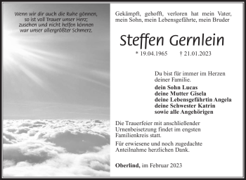 Traueranzeige von Steffen Gernlein von Südthüringer Presse