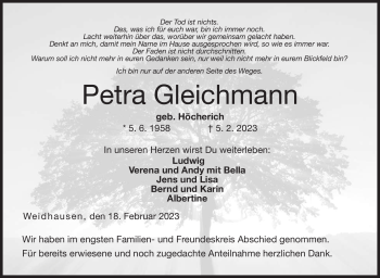 Traueranzeige von Petra Gleichmann von Neue Presse Coburg