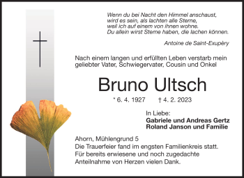 Traueranzeige von Bruno Ultsch von Neue Presse Coburg