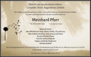 Traueranzeige von Meinhard Pforr von Südthüringer Presse