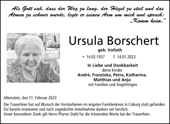 Traueranzeige von Ursula Borschert von Neue Presse Coburg