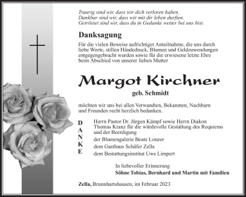 Traueranzeige von Margot Kirchner von Südthüringer Presse