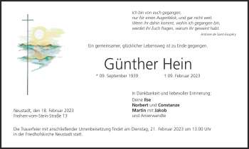 Traueranzeige von TA Günther Hein von Neue Presse Coburg