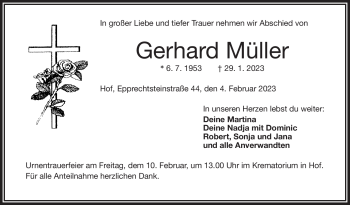 Traueranzeige von Gerhard Müller von Frankenpost