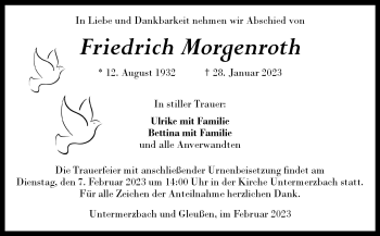 Traueranzeige von Friedrich Morgenroth von Neue Presse Coburg