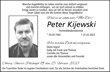 Traueranzeige von Peter Kijewski von Neue Presse Coburg