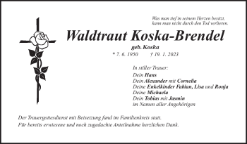 Traueranzeige von Waldtraut Koska-Brendel von Frankenpost